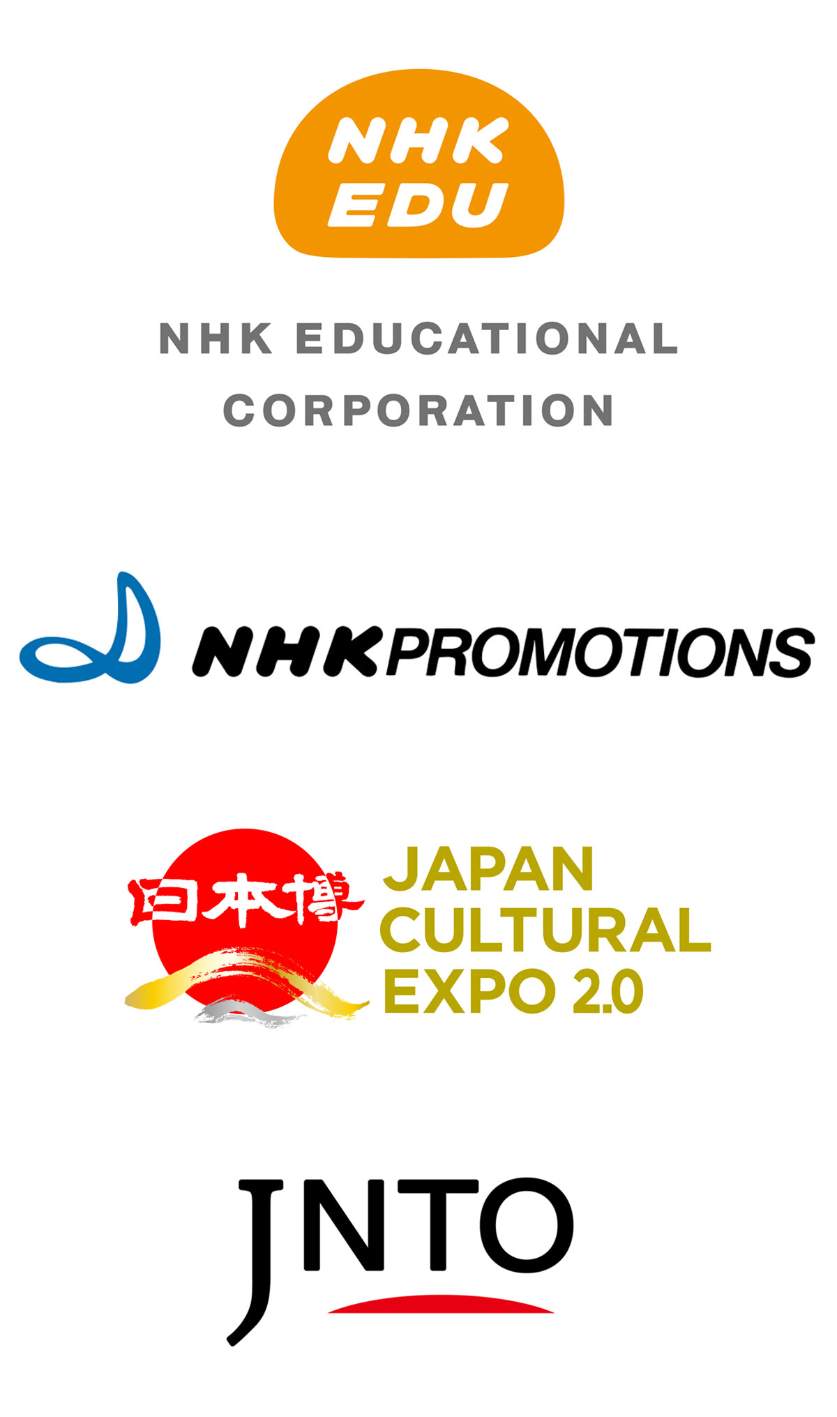 NHK Educational, NHK Promotions, Nihonhaku, JNTO logos