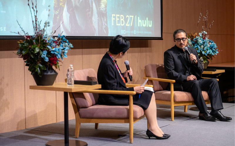 Hiroyuki Sanada in conversation with Yuko Kaifu during the talk event