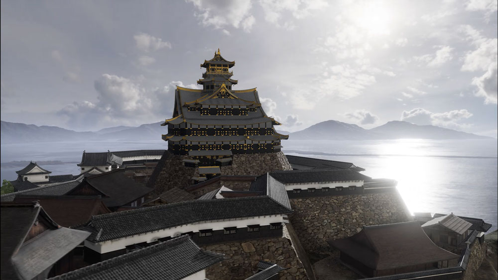 Castle from virtual production scenery used in the NHK Taiga Drama “What Will You Do, Ieyasu? (Dou Suru Ieyasu?)”