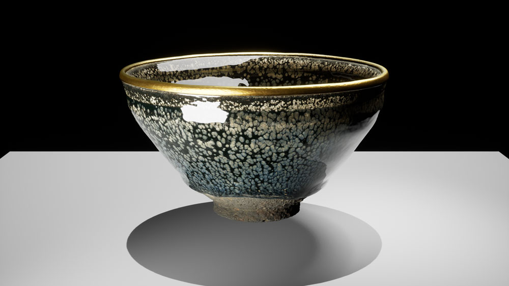 Yuteki Tenmoku Tea Bowl (Tea bowl with oil-spot pattern) in 3DCG