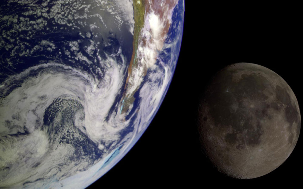 The Earth and the Moon captured from space