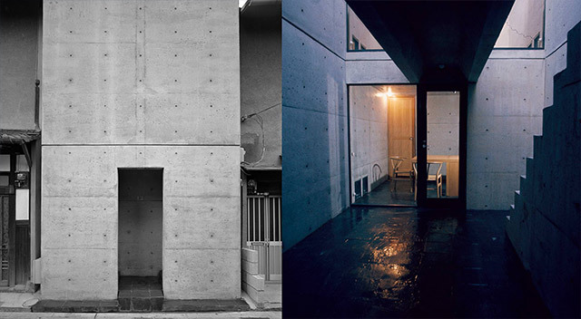 Nagaya traditional row house in Sumiyoshi, designed by Tadao Ando – modern interpretation of Japanese architecture.